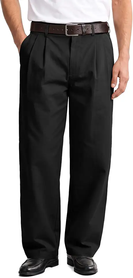Comdecevis Men's Pleated Baggy Fit Casual Chino Pants