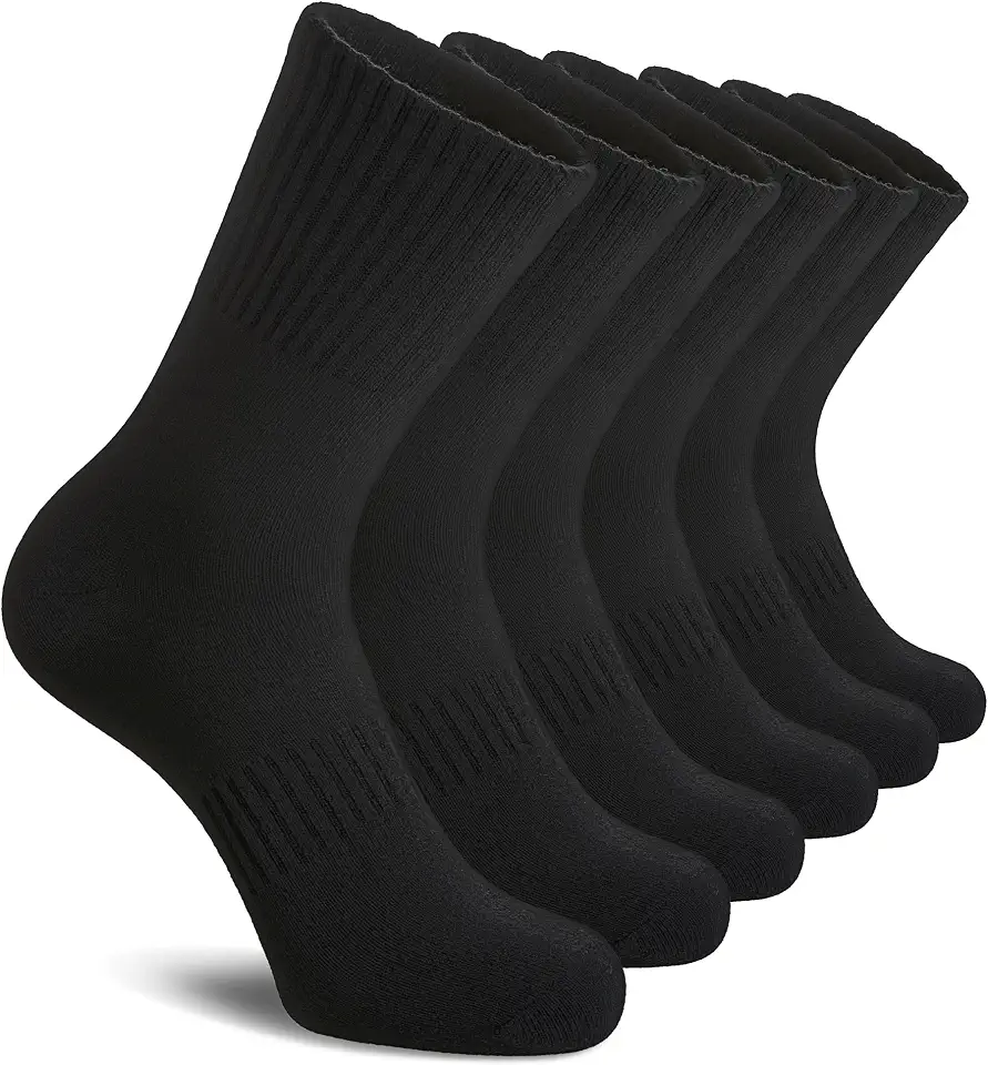 Mens Athletic Socks Sport Running Thin Calf Cotton Crew Socks 6 Pairs