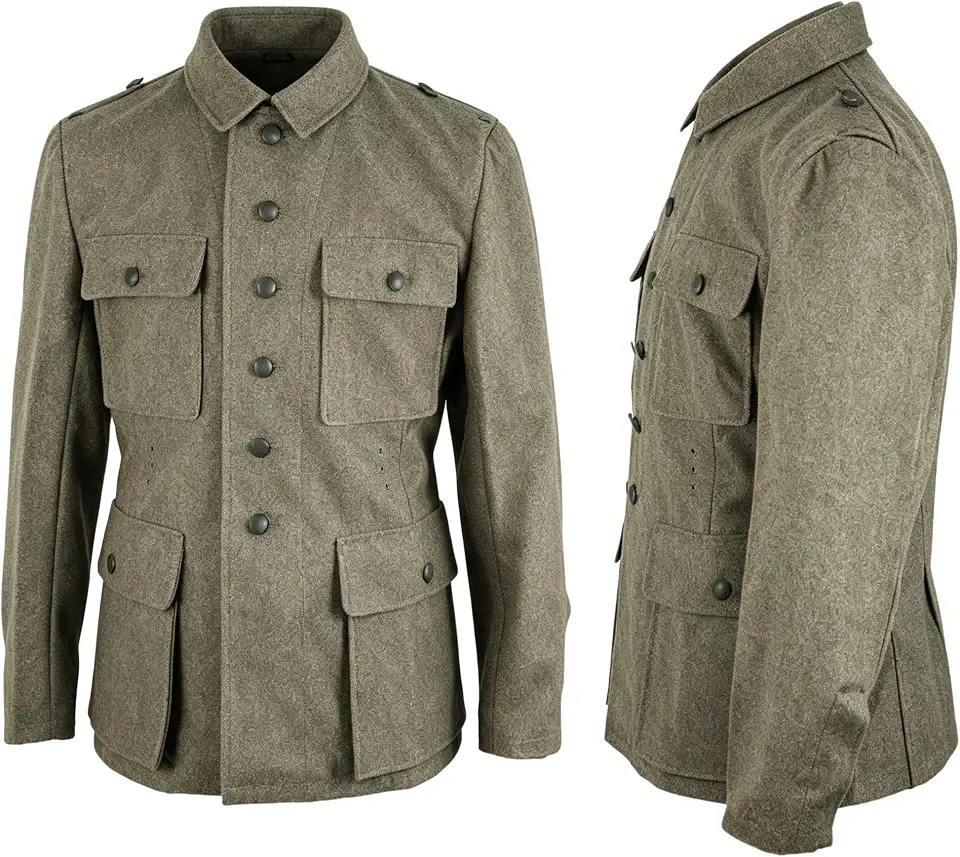 REENACTORS WW2 German Uniform,M43 Jacket, Reproduction WW2 German M43 Field Grey Wool Field Tunic