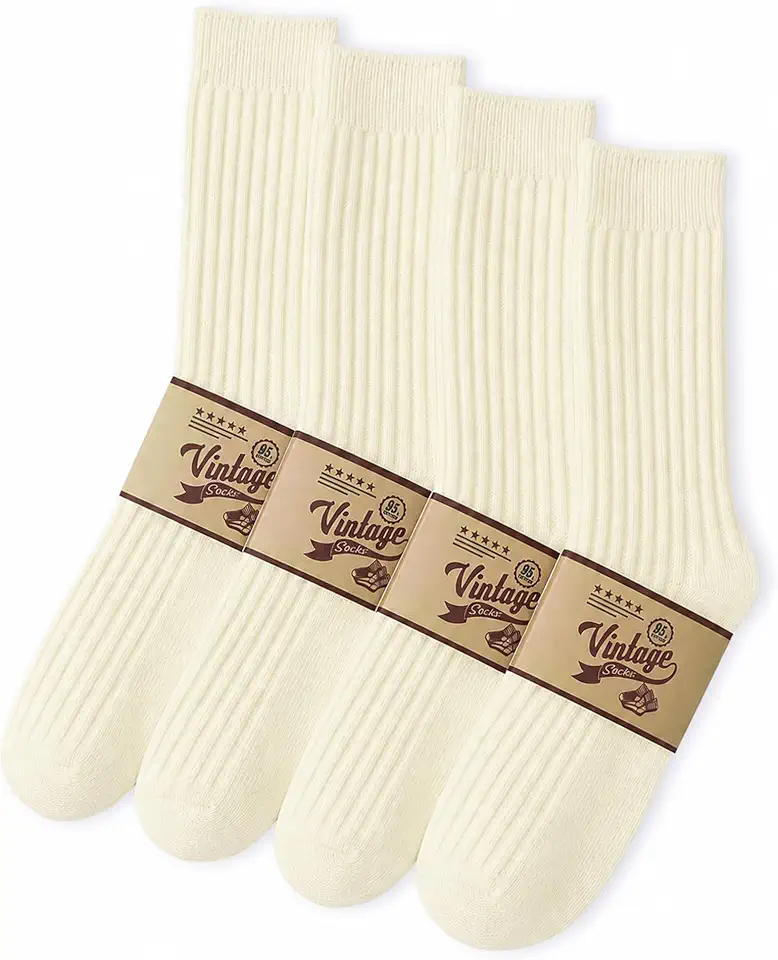 OEKO-TEX STANDARD 100 Jeasona 95% Cotton Crew Socks for Men, Vintage Socks, 4 Pairs