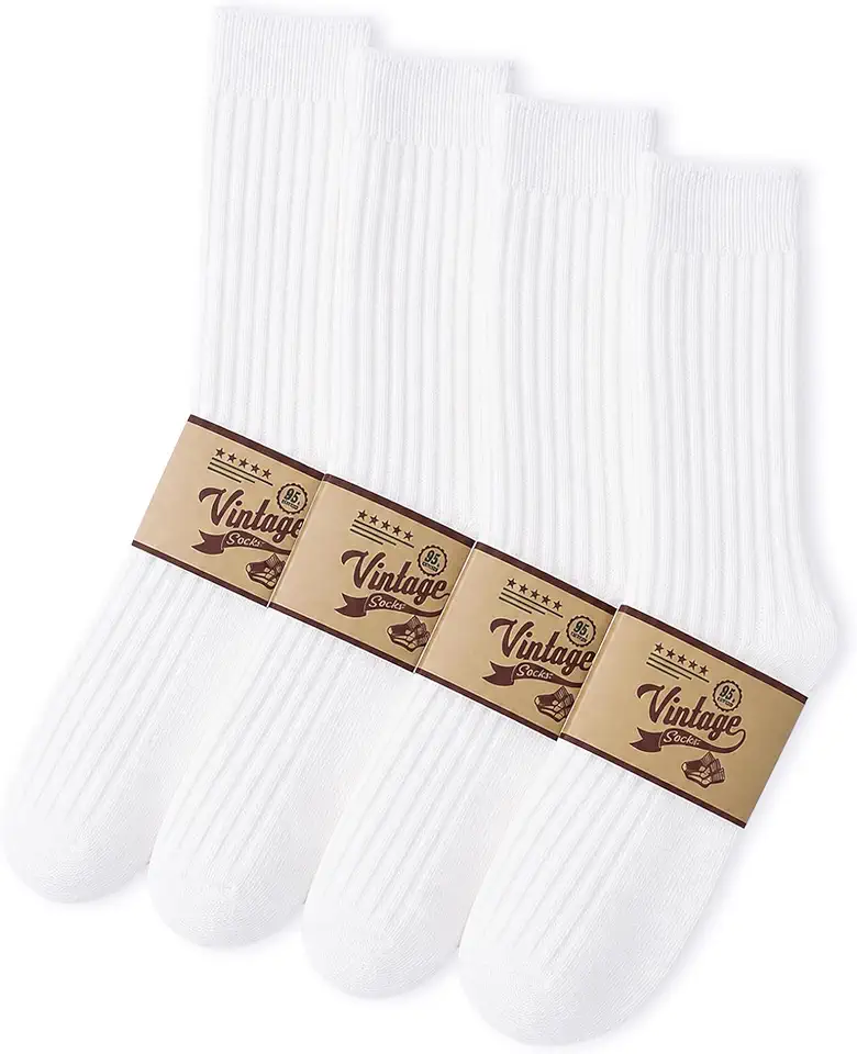 OEKO-TEX STANDARD 100 Jeasona 95% Cotton Crew Socks for Men, Vintage Socks, 4 Pairs