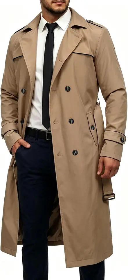 Men's Tan Single Breasted Trench Coat