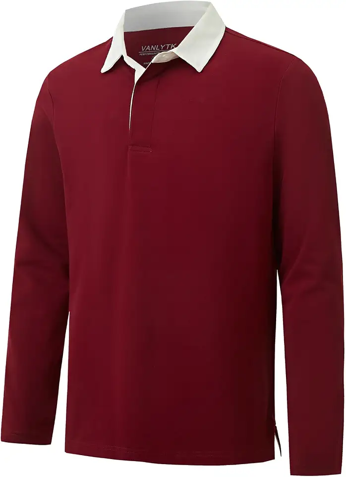 Men's Polo Shirts Classic Collared Hidden Button Casual Golf Shirt