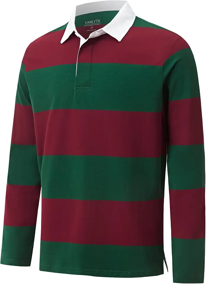 Mens Polo Shirts Striped Cotton Moisture Wicking Classic Collared Casual Golf Shirts for Men