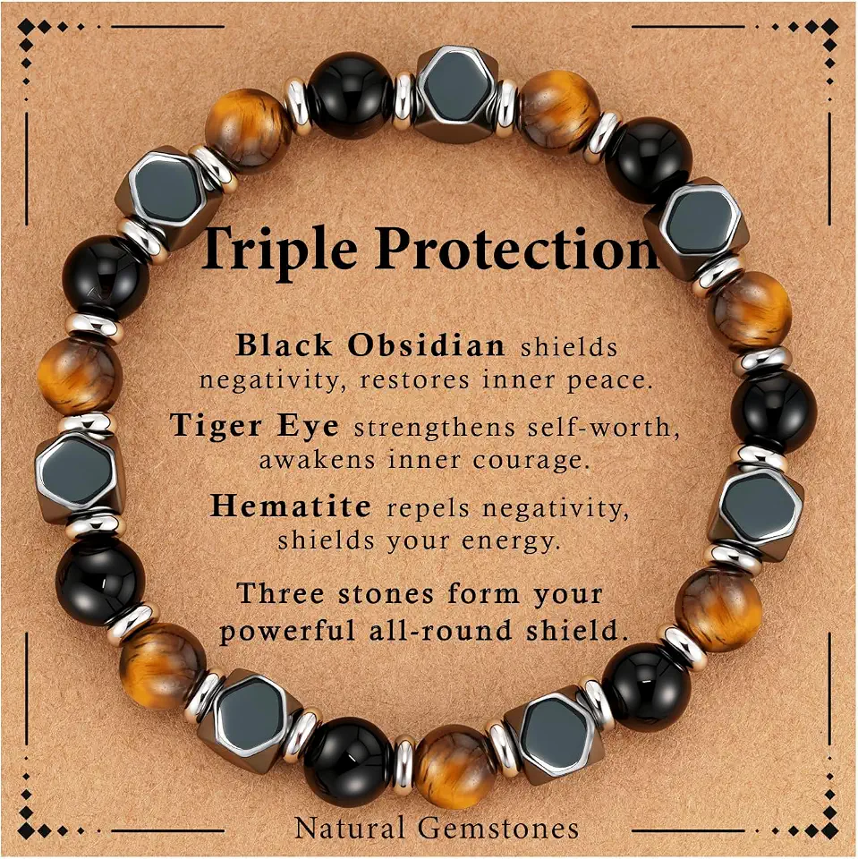 Men's Black Beaded Cord Wrist Bracelet