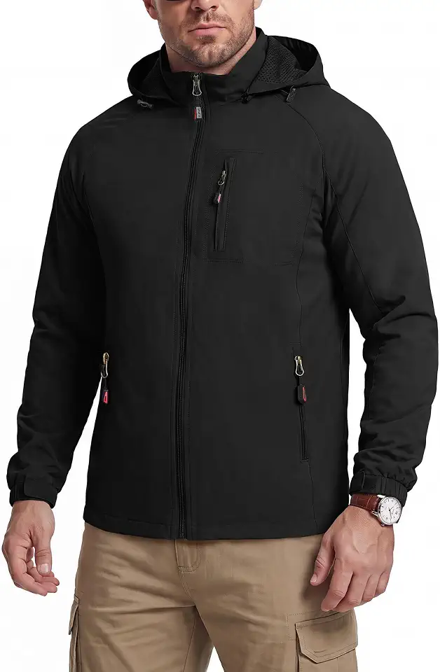 RQP Men's Lightweight Softshell Jacket Windbreaker Hooded Outdoor Coat