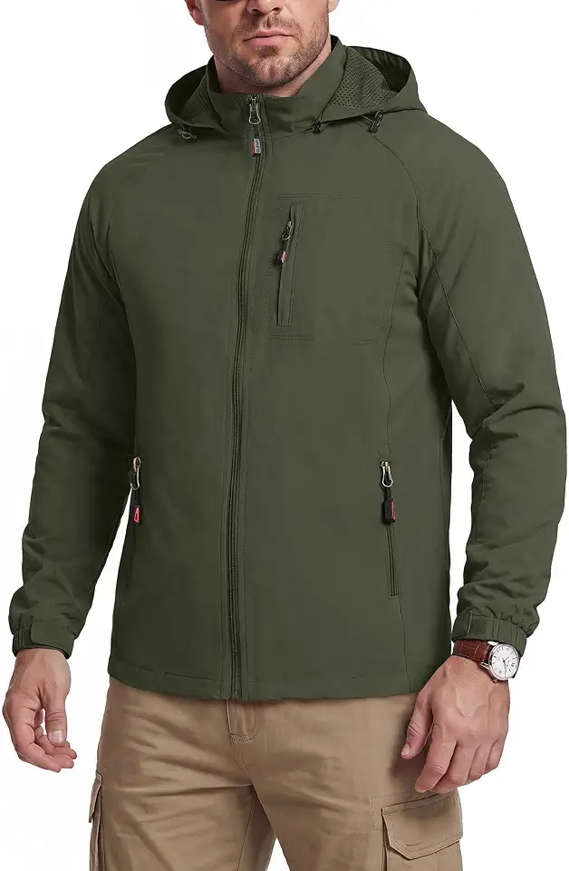 Men's Dark Green Zip Up Softshell Jacket