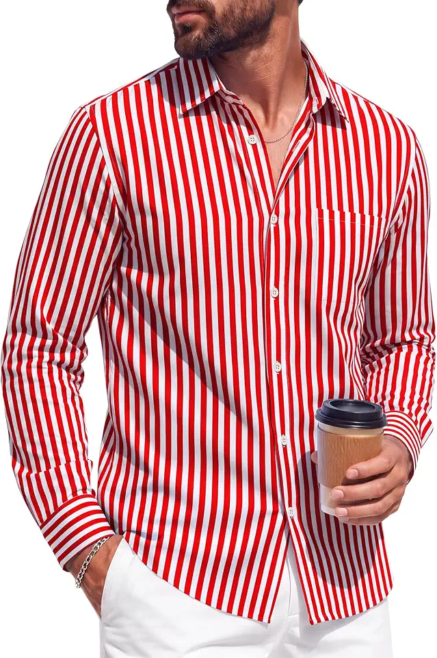 KYKU Mens Printed Dress Shirts Long Sleeve Button Down Casual Shirts