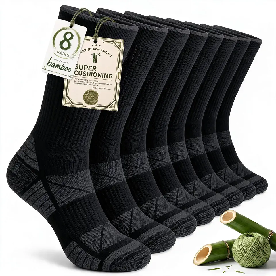 OEKO-TEX STANDARD 100 Mens Socks Bamboo Viscose, Running Athletic, Crew