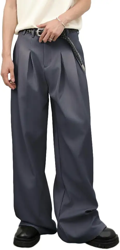 Men's Baggy Casual Dress Pants Old Money Pleated Wide Leg Pants Relaxed Fit Work Business Trousers with Pocket