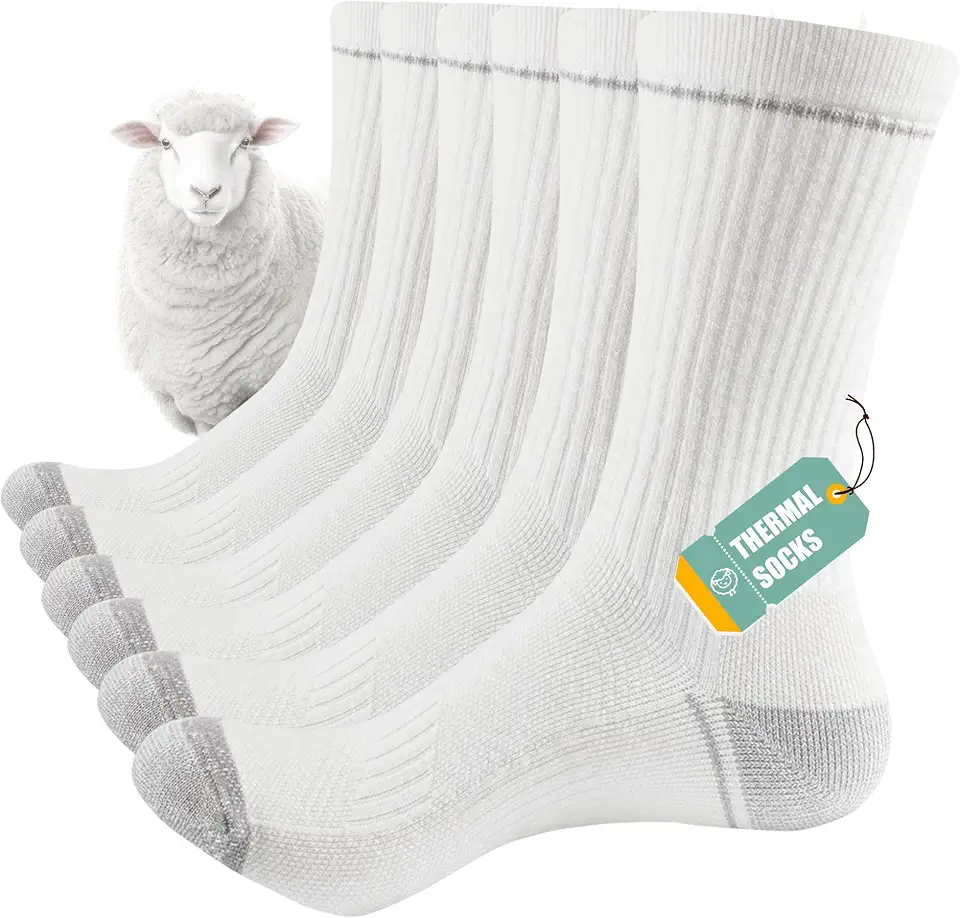 Merino Wool Hiking Socks Thermal Crew for Men & Women, 3 Pairs