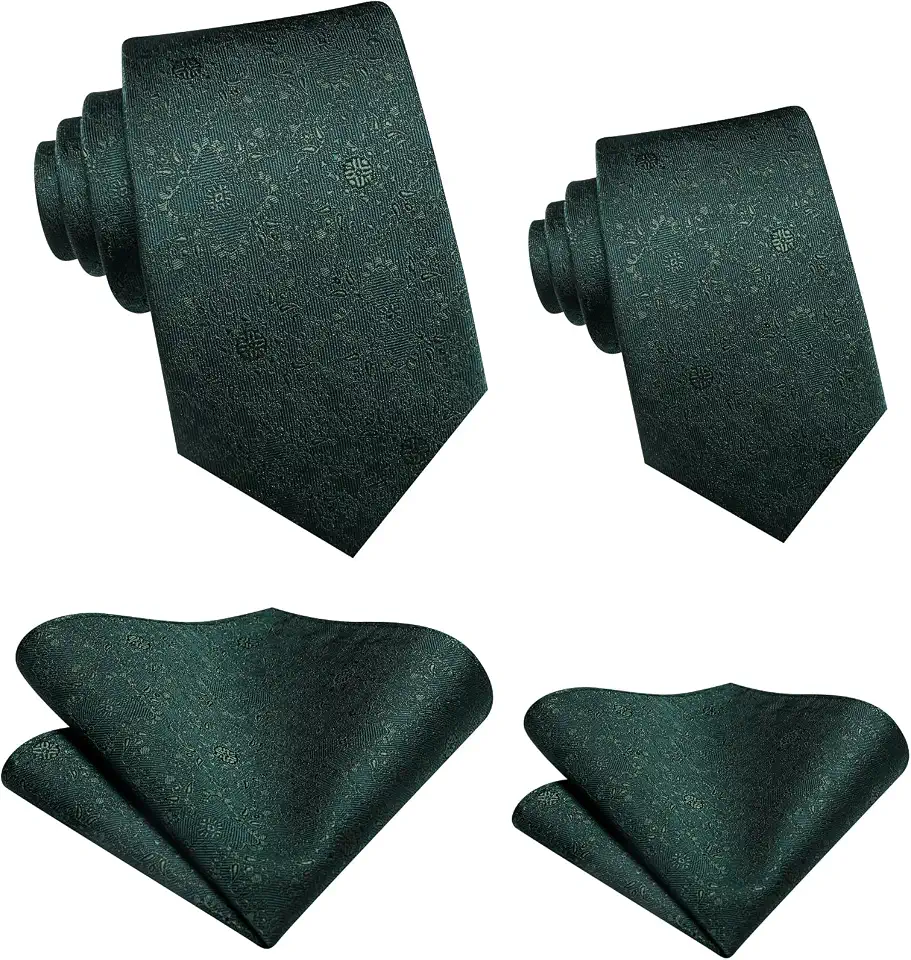Hi-Tie Father and Son Tie Set Striped Plaid Ties for Men and Boys Silk Necktie Pocket Square Set for Wedding Gifts