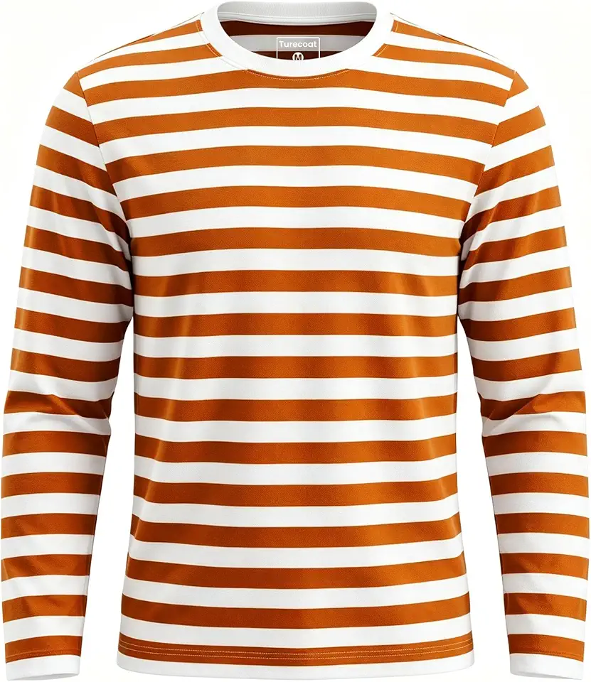 Men's Striped Shirt Long Sleeve Casual Crewneck T-Shirt