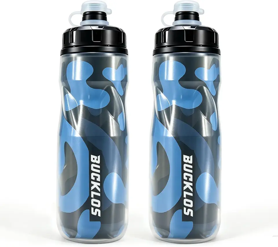 BUCKLOS Insulated Bike Water Bottle 21oz Cycling Squeeze Bicycle Bottles
