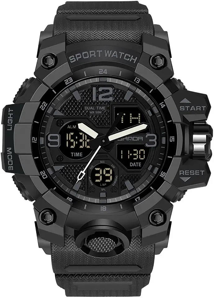 Watches for Men, Waterproof Sports Mens Watch, Military Tactics Analog Digital Wrist Watch