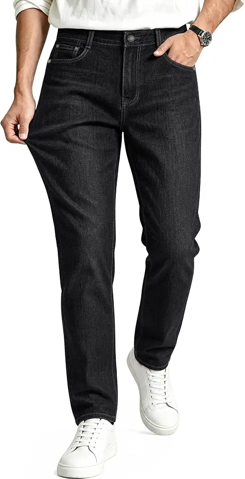 TACVASEN Men's Stretch Jeans Regular Fit Straight Leg Classic Denim Pants
