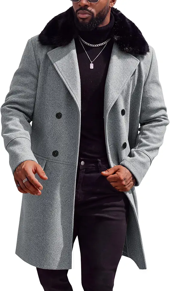 Men's Houndstooth Long Trench Coat