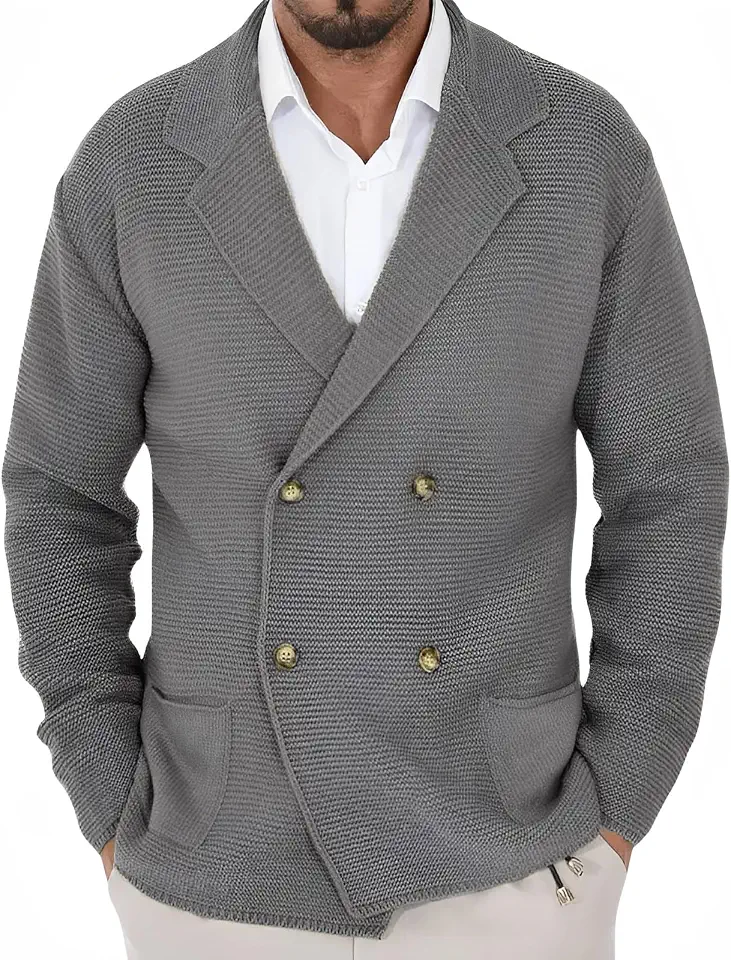 Men's Navy Double Breasted Cardigan Sweater
