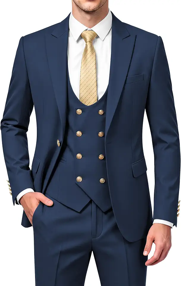 Men's Suits 3 Piece Slim Fit Suits Double Breasted Suit for Men