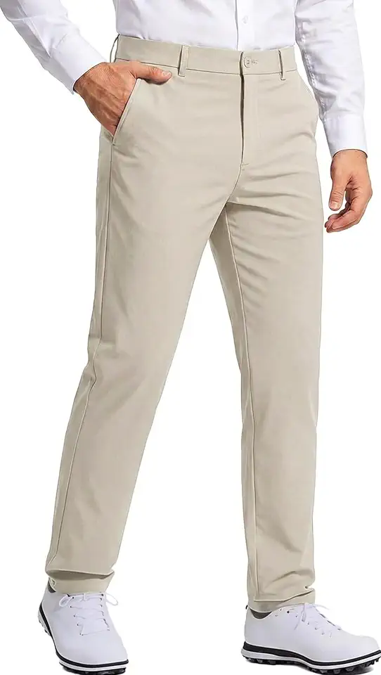 Mens Classic Fit Golf Pants, Stretch Business Casual Dress Pants for Men, Quick Dry Lightweight Work Slacks with Pockets