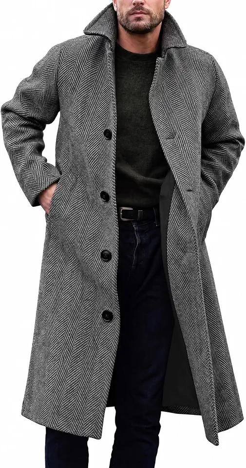 Men's Charcoal Tweed Overcoat