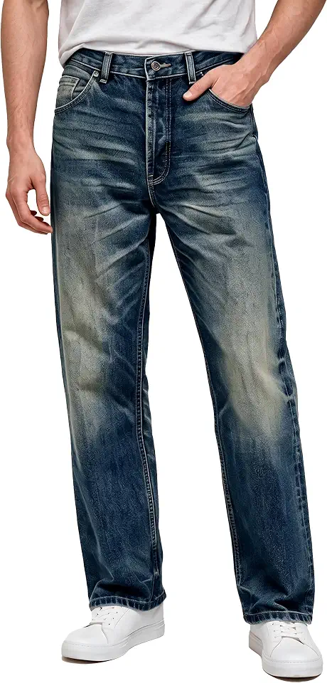 Runcati Mens Casual Jeans Straight Fit Y2k Cotton Denim Pants