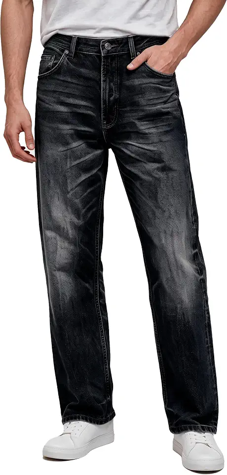 Runcati Mens Casual Jeans Straight Fit Y2k Cotton Denim Pants