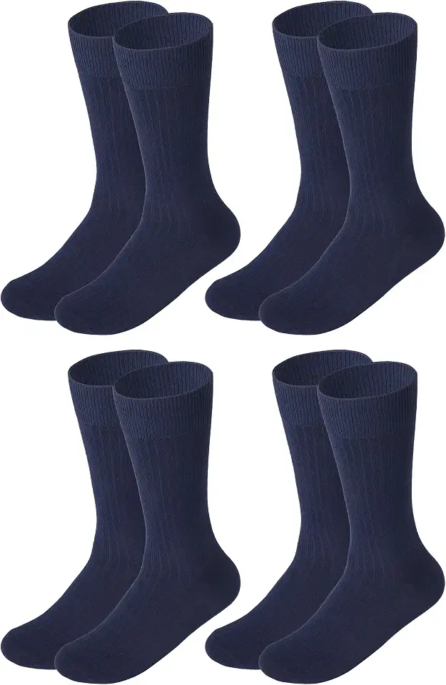 Men's Navy Ribbed Crew Socks