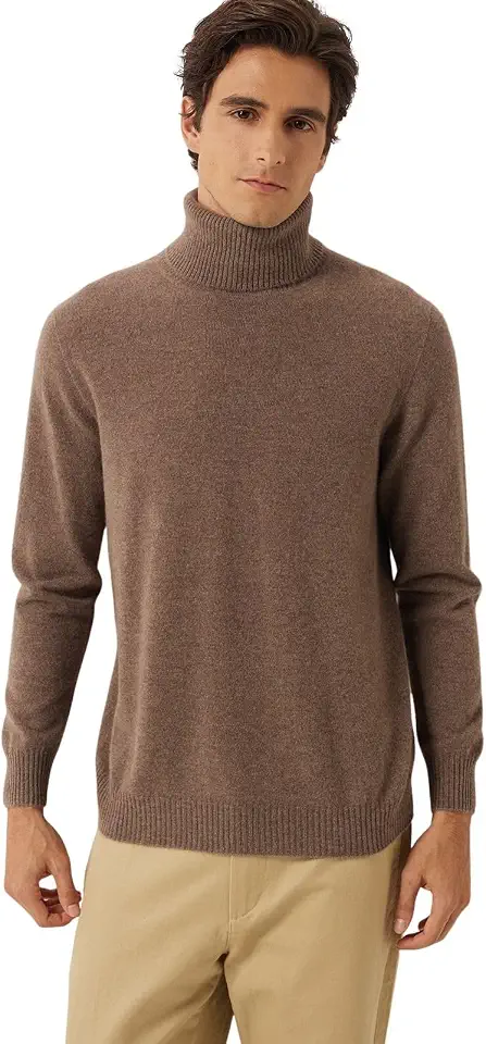 Chanyarn Men's 100% Cashmere Turtleneck Seamless Knit Sweater