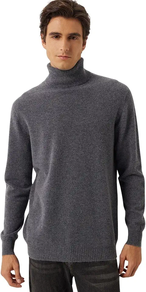 Chanyarn Men's 100% Cashmere Turtleneck Seamless Knit Sweater
