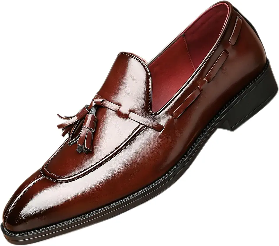 Santimon Men's Tassel Loafers Leather Dress Shoes Slip On Formal Shoes