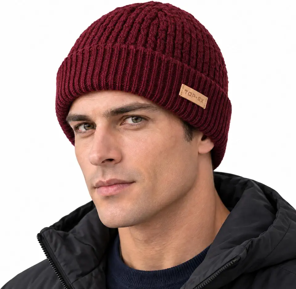 Global Recycled Standard TOP-EX Men’s Waterproof Wool Winter Beanie with Polartec Fleece