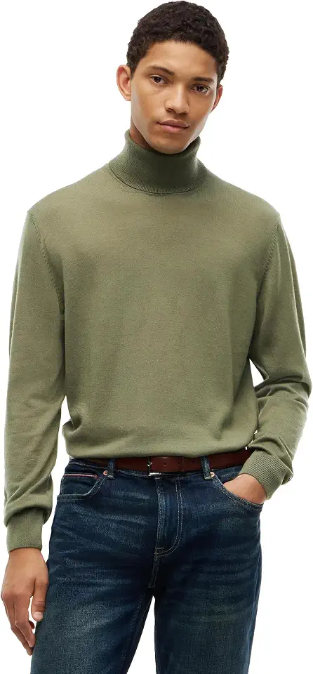 Tommy Hilfiger Men's Long Sleeve Merino Wool Turtleneck Sweater