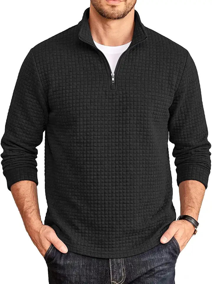 Men's Waffle Knit Quarter Zip Pullover