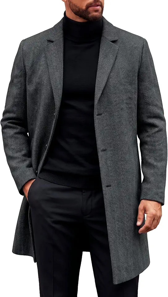 Men's Black Single Breasted Trench Coat