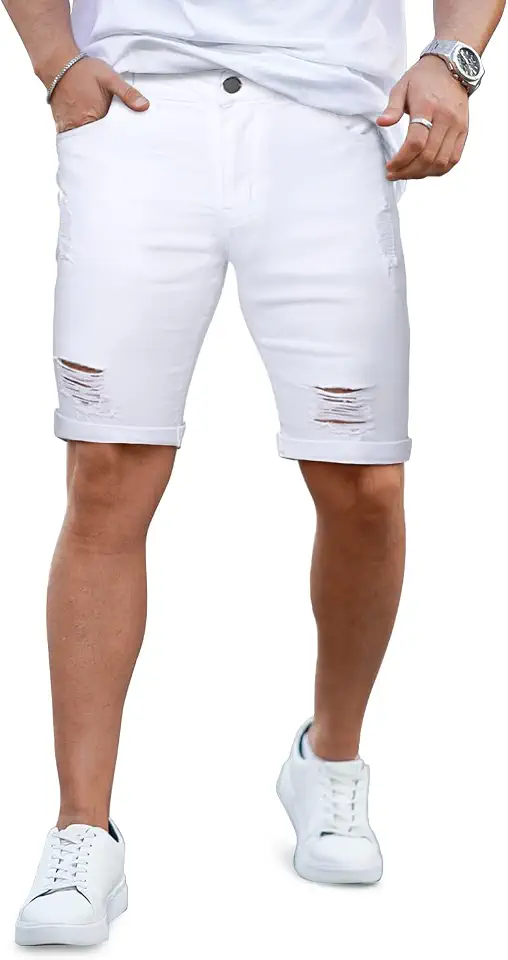 Global Recycled Standard GINGTTO Mens Jean Shorts Skinny Stretch Denim