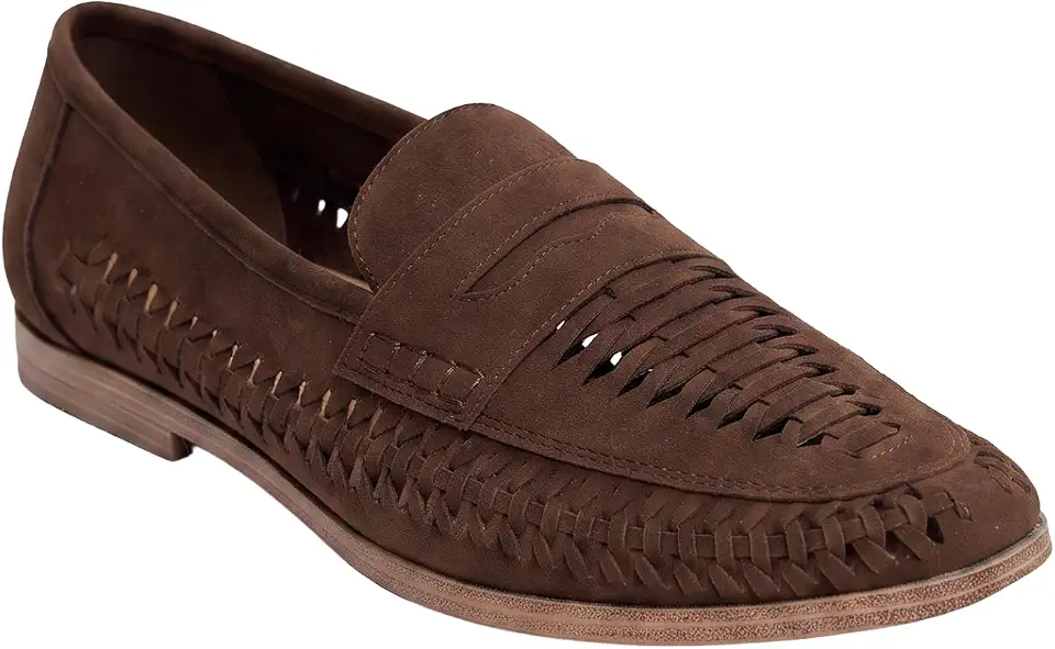 SIRRI Men’s Woven Leather Loafers Huarache-Style Slip On Office Smart Casual Shoes