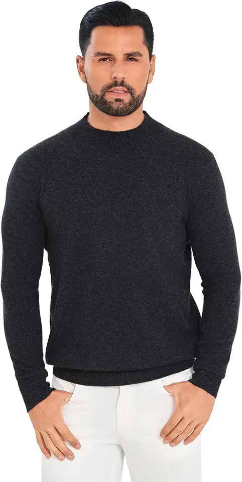 Mock Neck Cashmere Sweater for Men,100 Pure Cashmere
