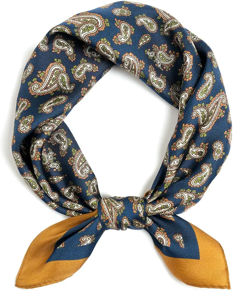 Men's 100% Mulberry Silk Twill Scarf, 21" Square Neck Scarves Ascot, Gift