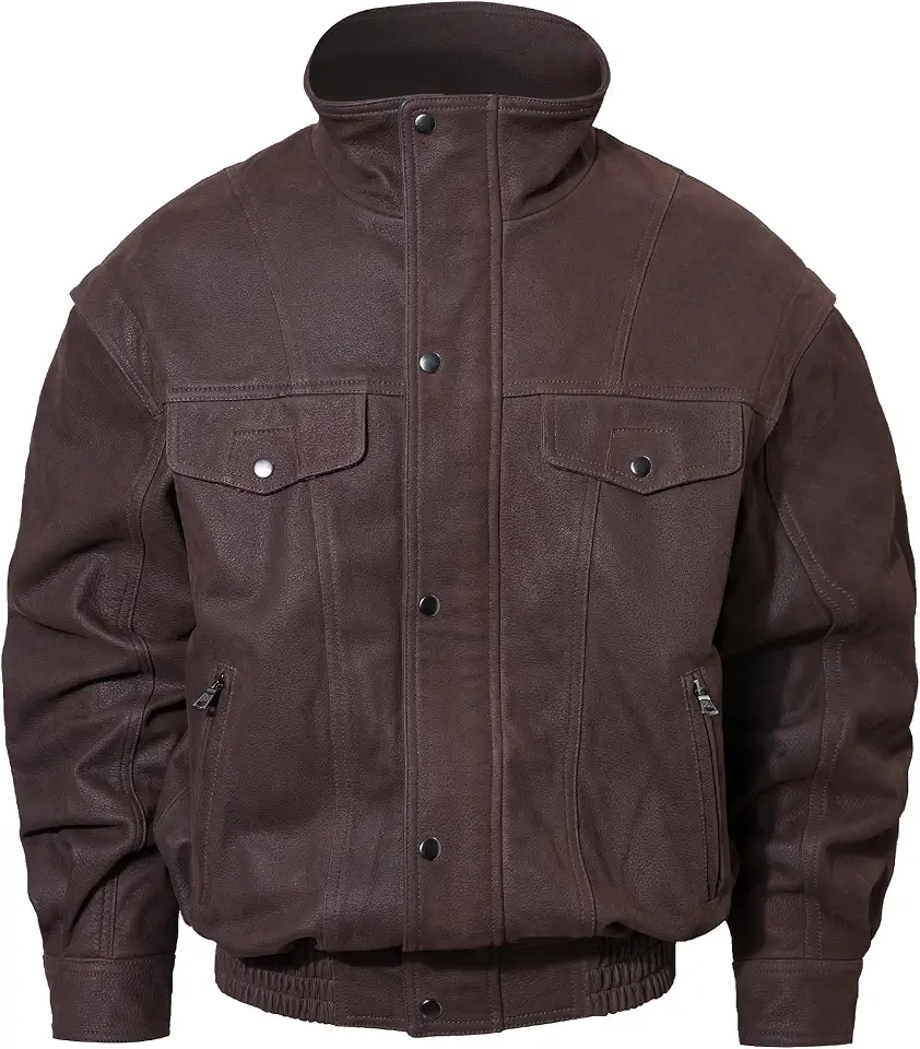 FLAVOR Leather Bomber Jacket for Men Vintage Aviator Coat