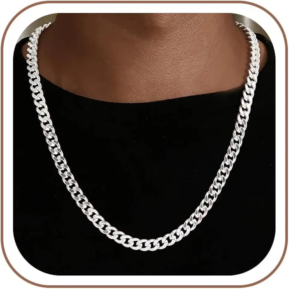 S925 Sterling Silver Cuban Link Chain for Men 7mm