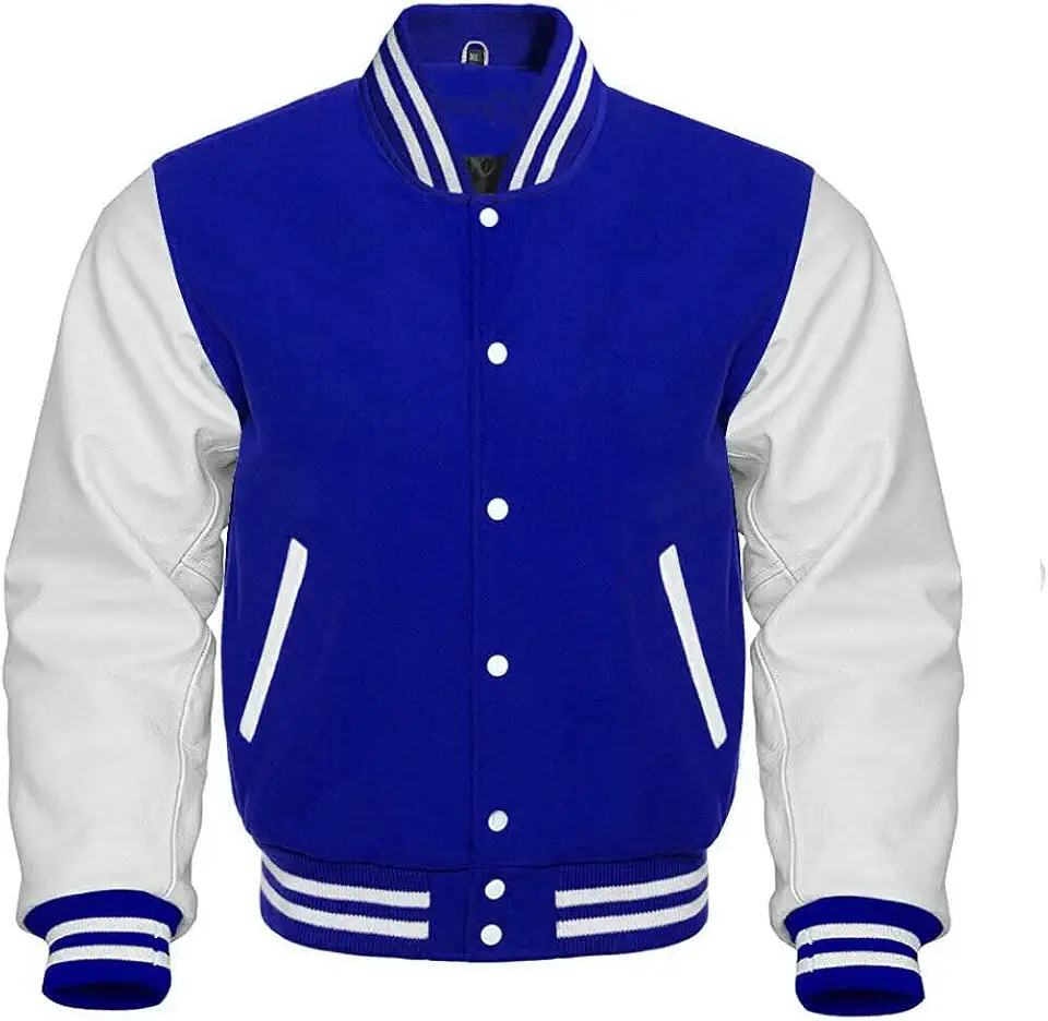 Men’s Varsity Jacket Wool Body with Genuine Leather Sleeves Letterman Jacket