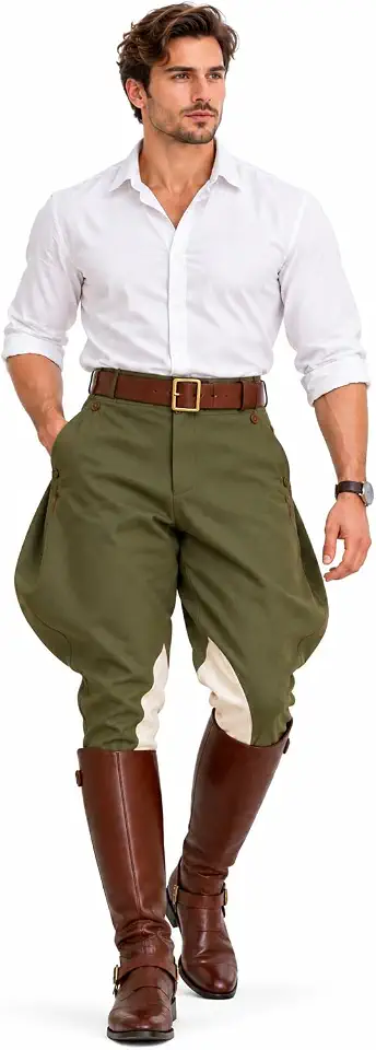 Men's Jodhpur Pants Cotton Balloon Breeches High Waist Equestrian
