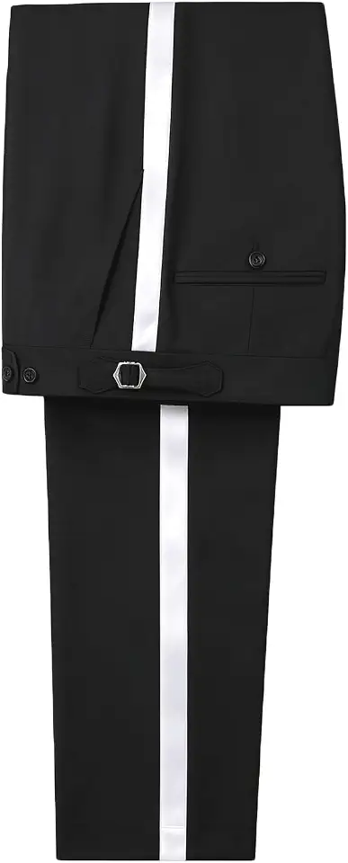 Men's Tuxedo Pants Adjustable Waist Satin Stripe for Wedding