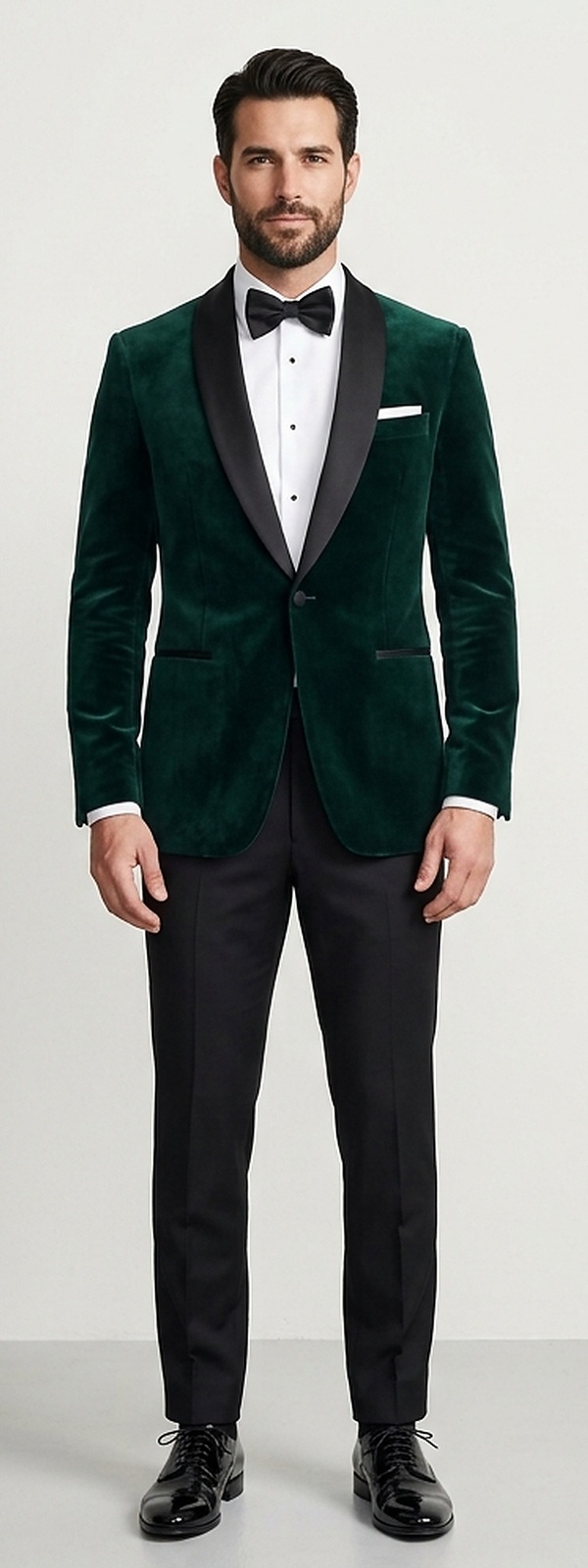 Creative Black Tie Emerald Green Velvet Dinner Jacket Tuxedo Look